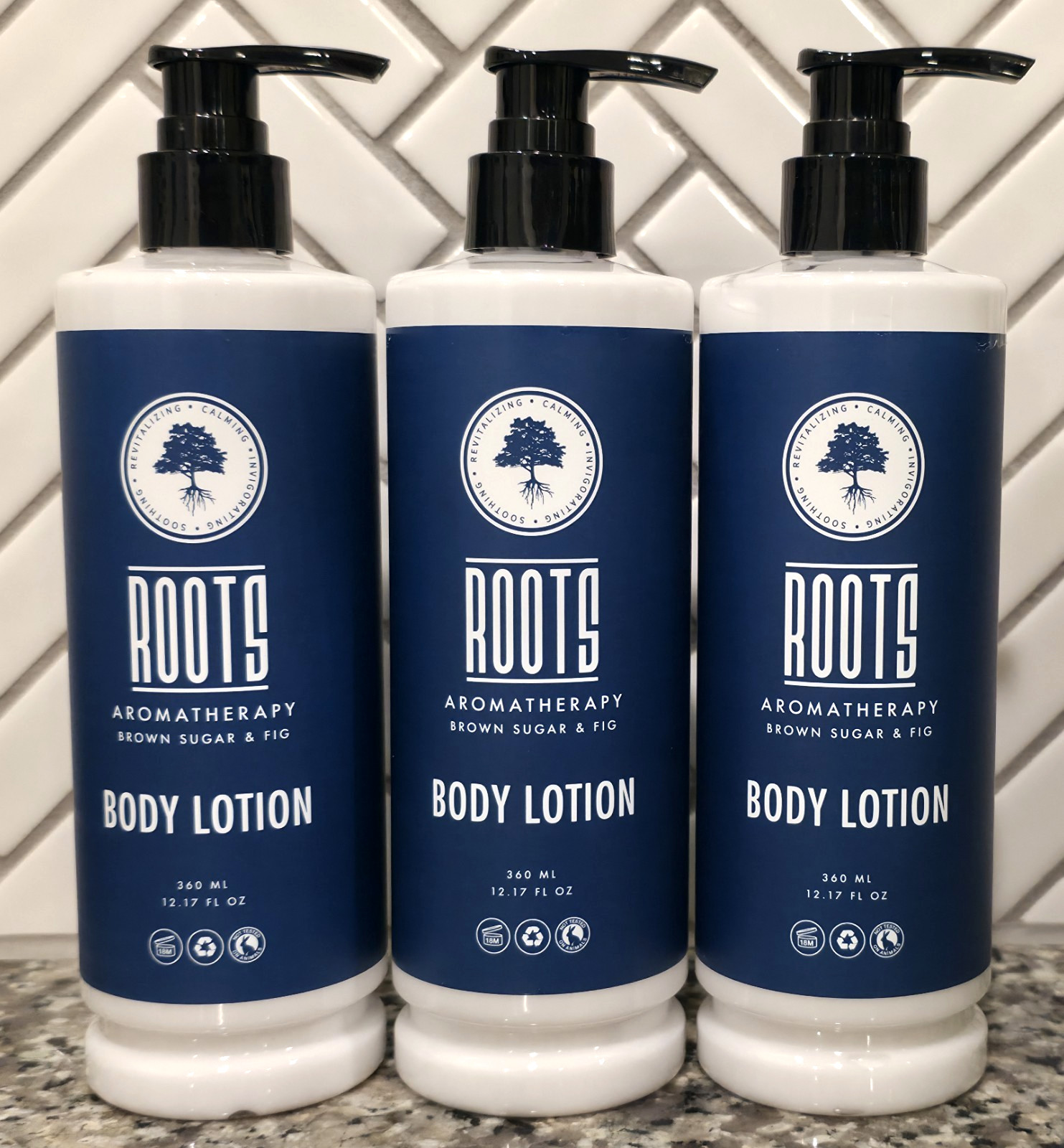 3 PACK Roots Aromatherapy Brown Sugar & Fig Body Lotion 12oz