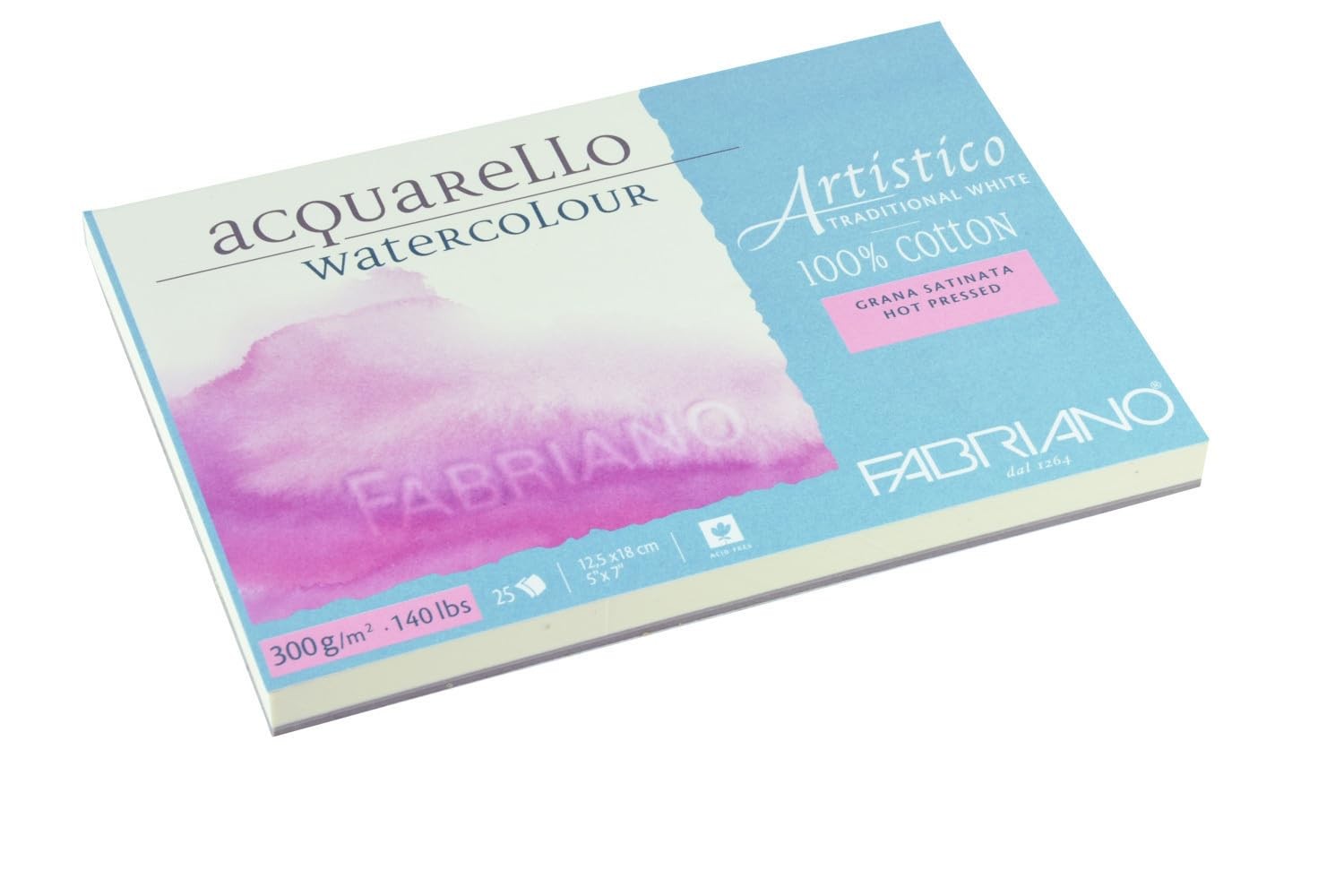 Fabriano Artistico Watercolor Block Traditional White 5x7 Inch Paper Pad