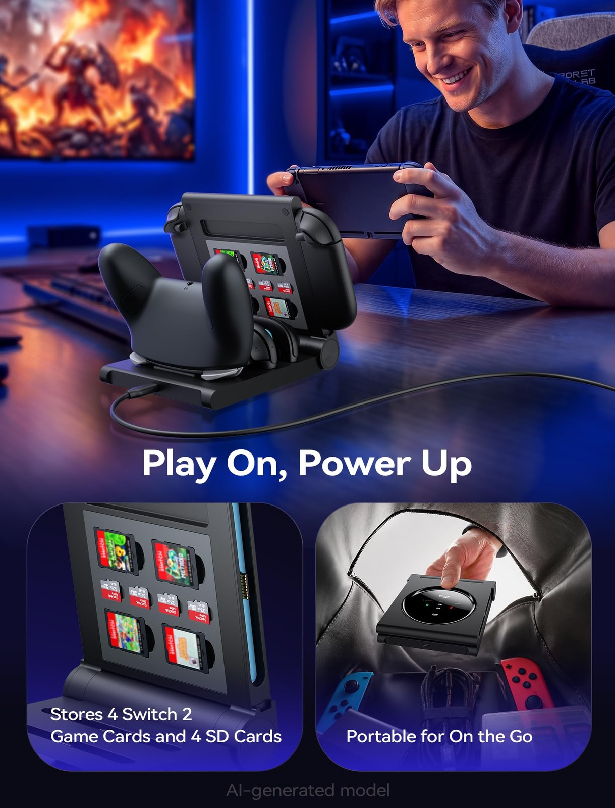 JSAUX Switch Pro Controller and JoyPad 5-in-1 Charging Dock