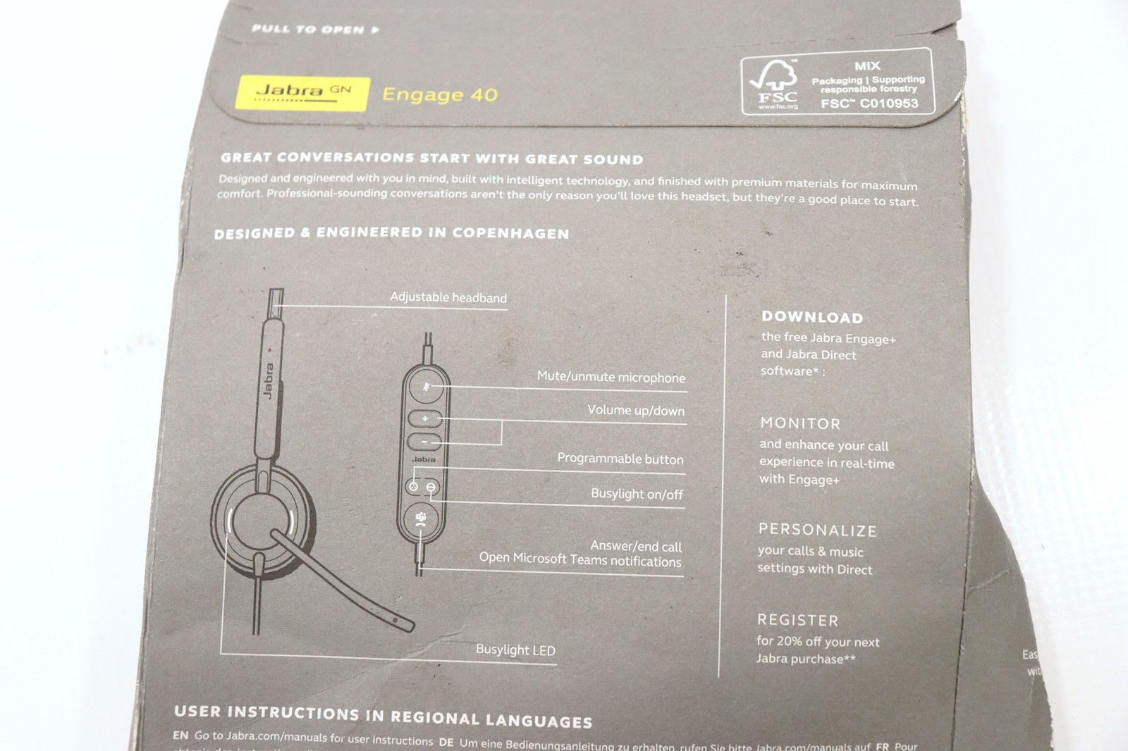 Jabra Engage 40 Type C 4099-413-269 Inline Link Stereo USB Headset