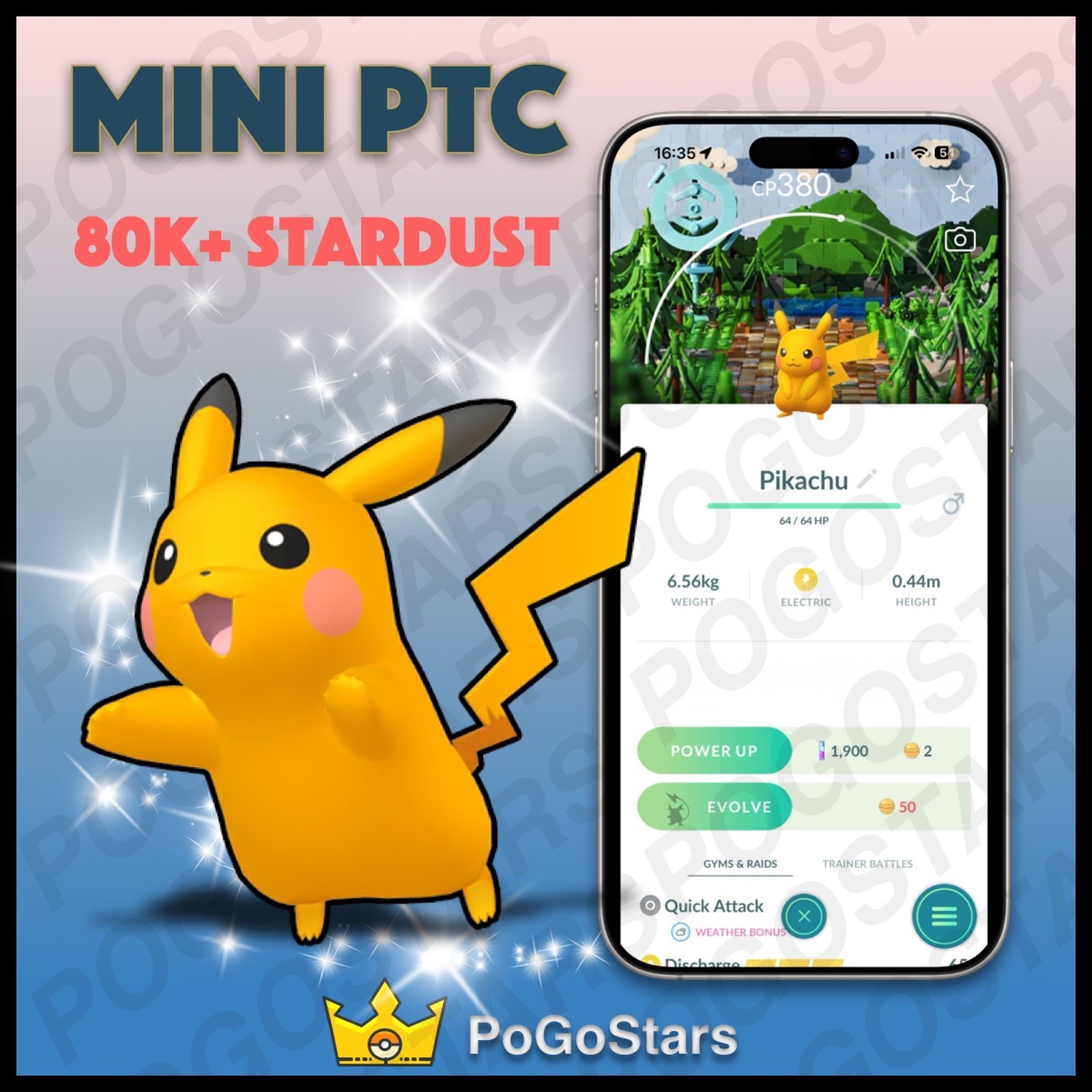 Pokémon PTC GO - Shiny Pikachu - LEGO Stamp Rally✨Special Background✨