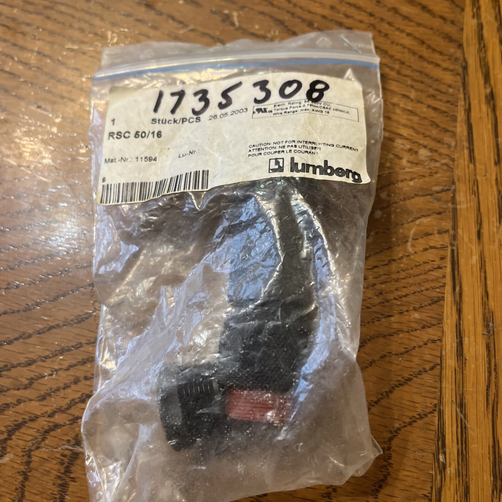 Lumberg RSC 50/16 connector male straight  cable kit. NEW Qty-1 Free Shipping!