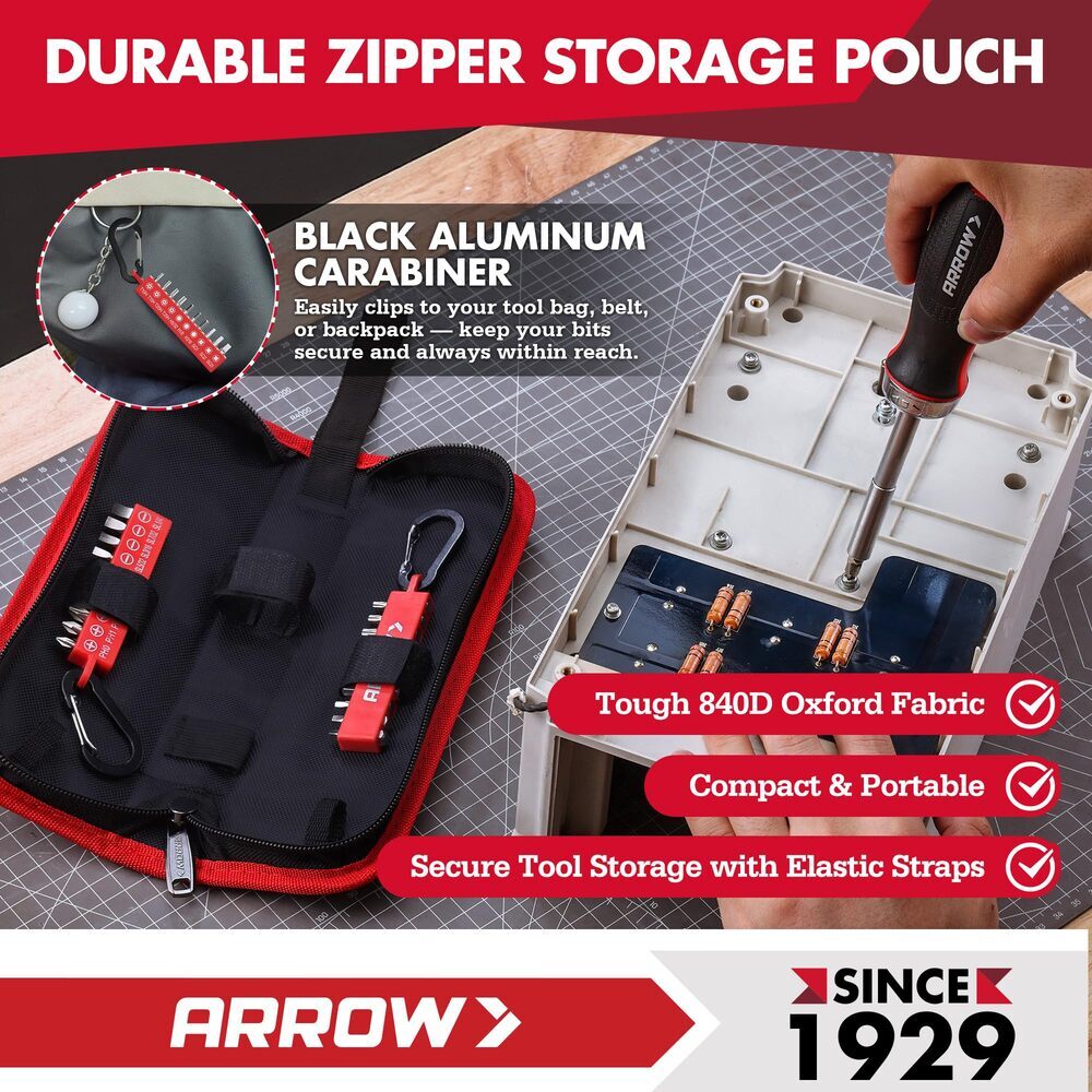 ARROW 27-IN-1 Multi Bit Ratcheting Screwdriver Phillips Slotted Torx Square Bits