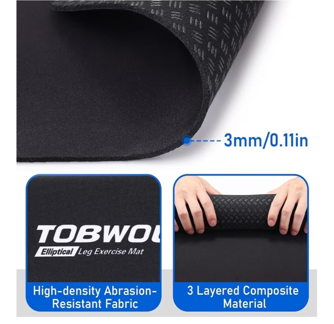 Non-Slip Exercise Mat Under Desk Elliptical Machine Floor Protection Stability