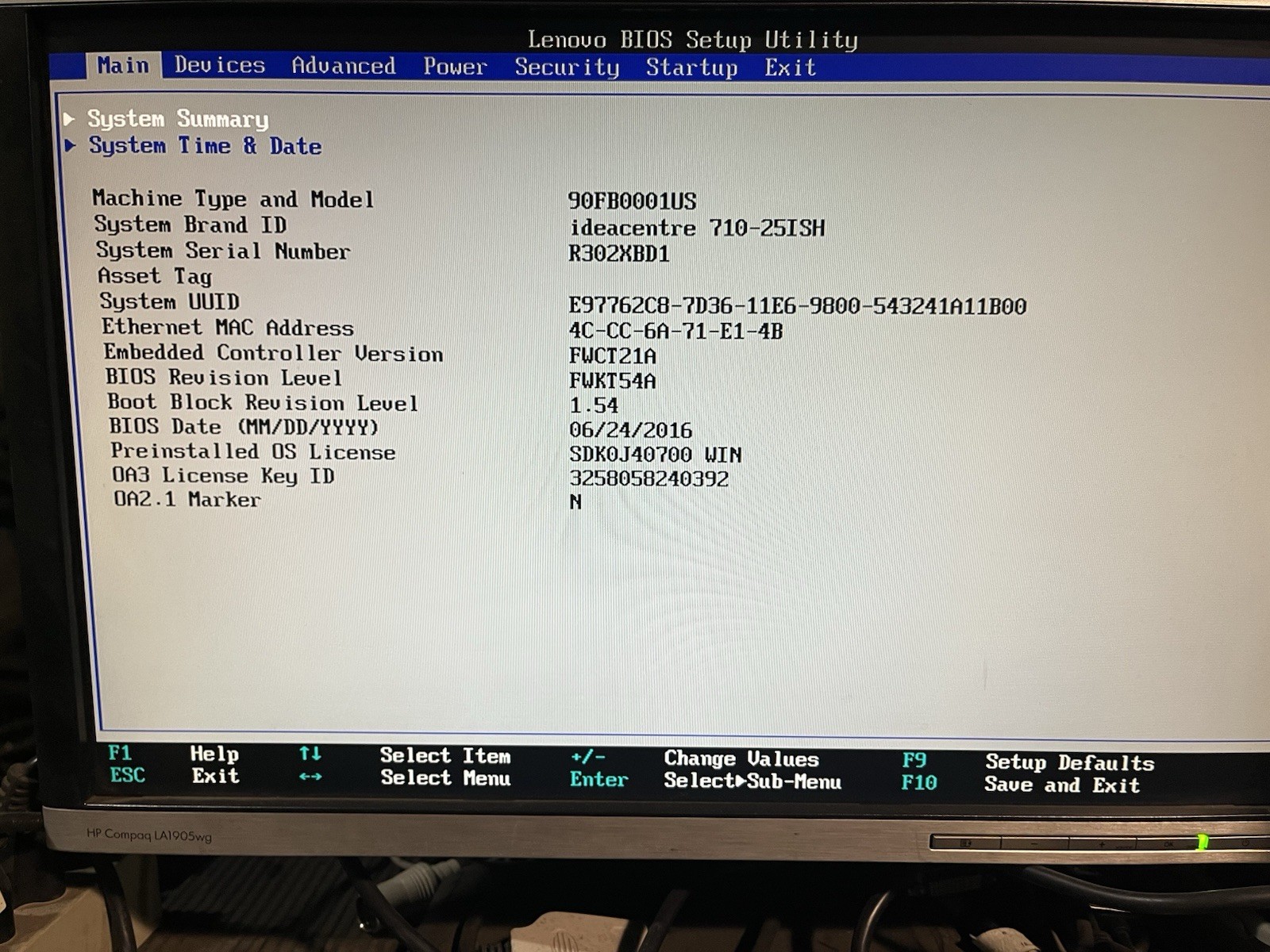 LENOVO IDEACENTRE 710 IH170MS MOBO INTEL i5-6400 CPU 16GB RAM 256GB SSD W11 WIFI