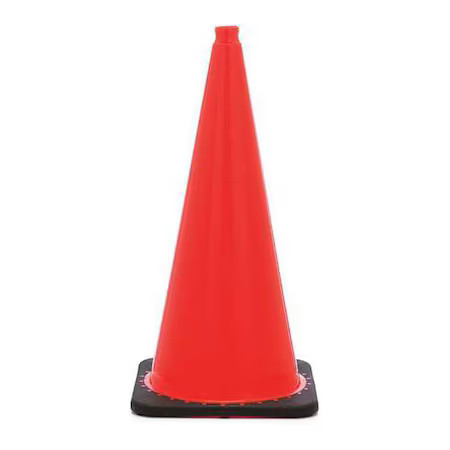 Zoro Select Rs70025c Traffic Cone, Pvc, Non-Reflective, 28 In Height, 5 Lb,,