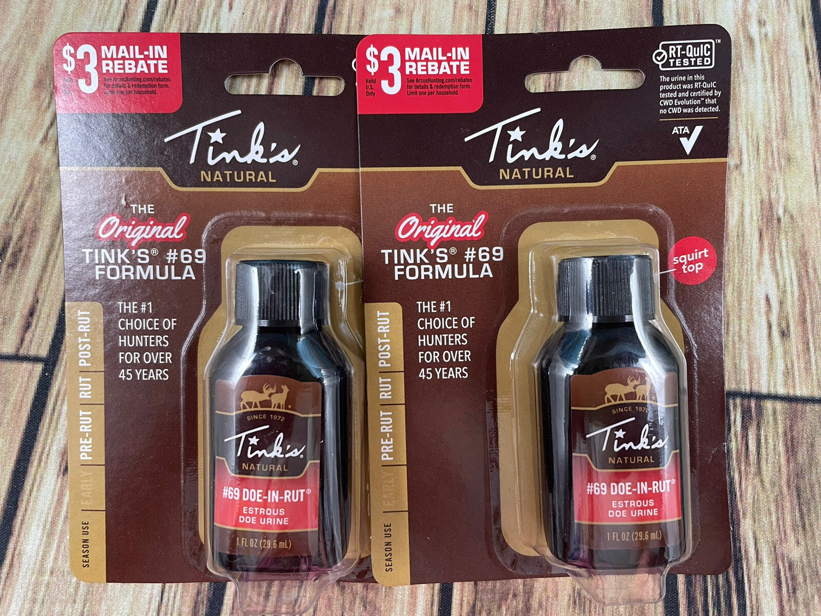 TINK'S Natural Original (2-Packs) 69 Doe-In-Rut Urine Hunting Formula 1oz NIP