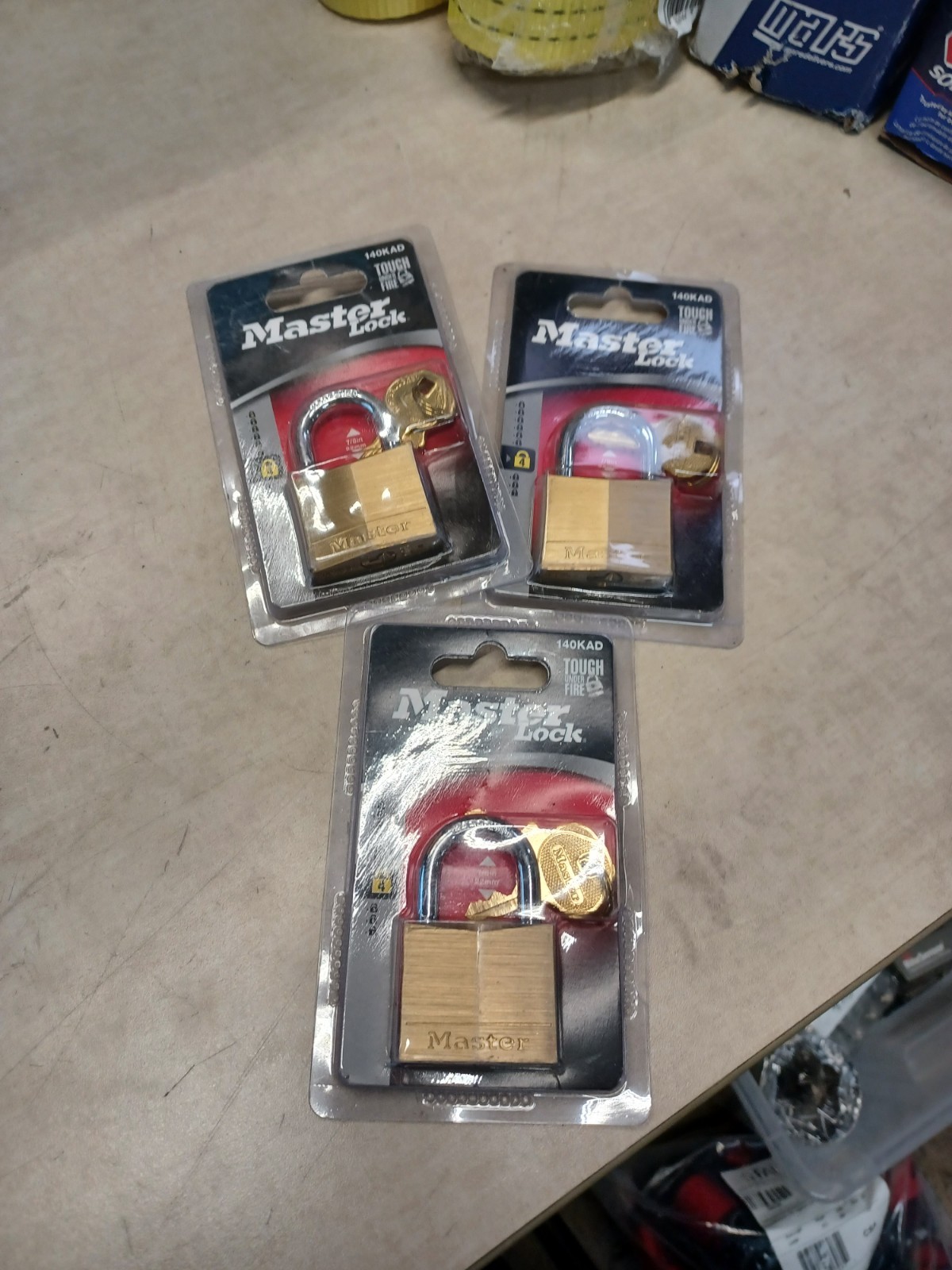 Lot of 3 Master Lock 140 KAD Keyed Lock Shackle Solid Brass 071649375408