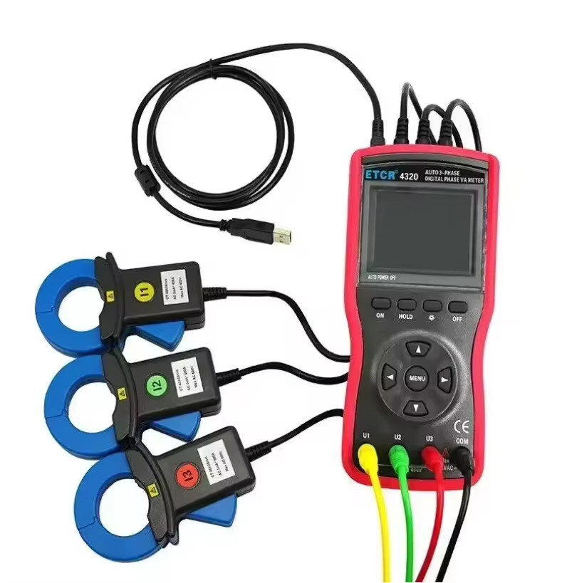 ETCR4320 Three-phase Digital Phase Voltmeter Triple Clamp Automatic 0~360 Phase