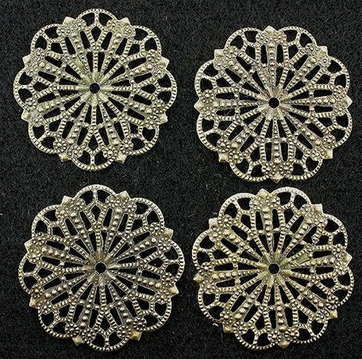 FOUR 42mm ORNATE BRONZE COLOR FILIGREE FINDINGS CF614