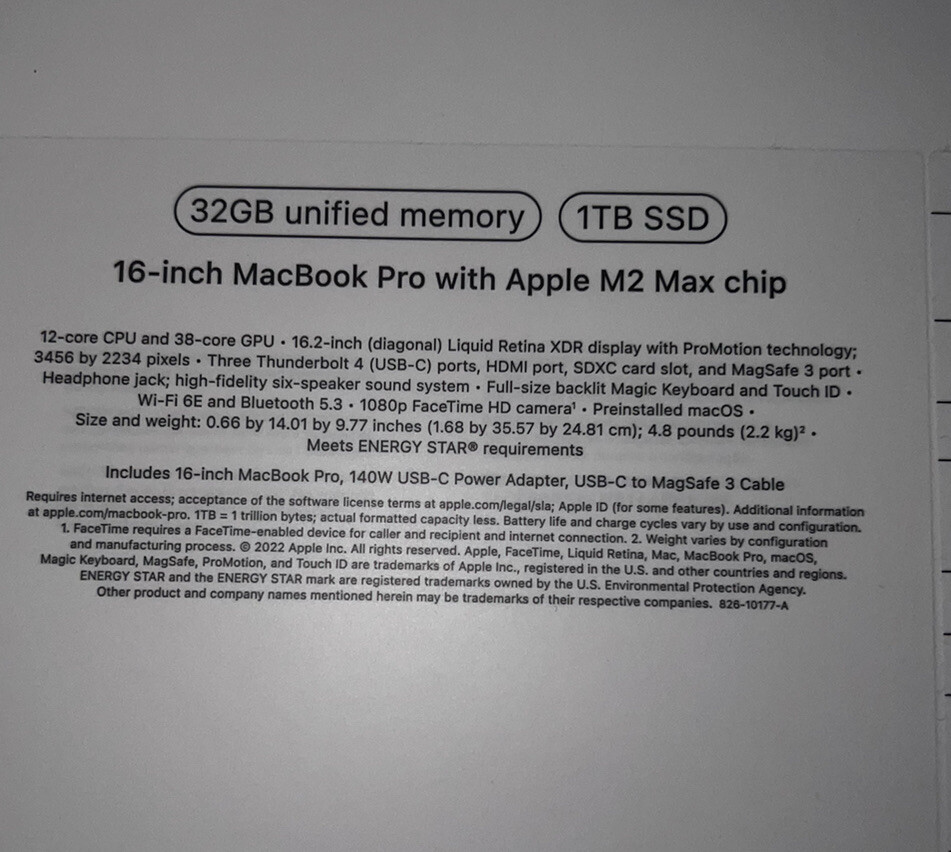 ⭐️ Apple MacBook Pro 16" M2 Max chip 1TB SSD 32GB 2023 Space Grey AppleCare+ NEW