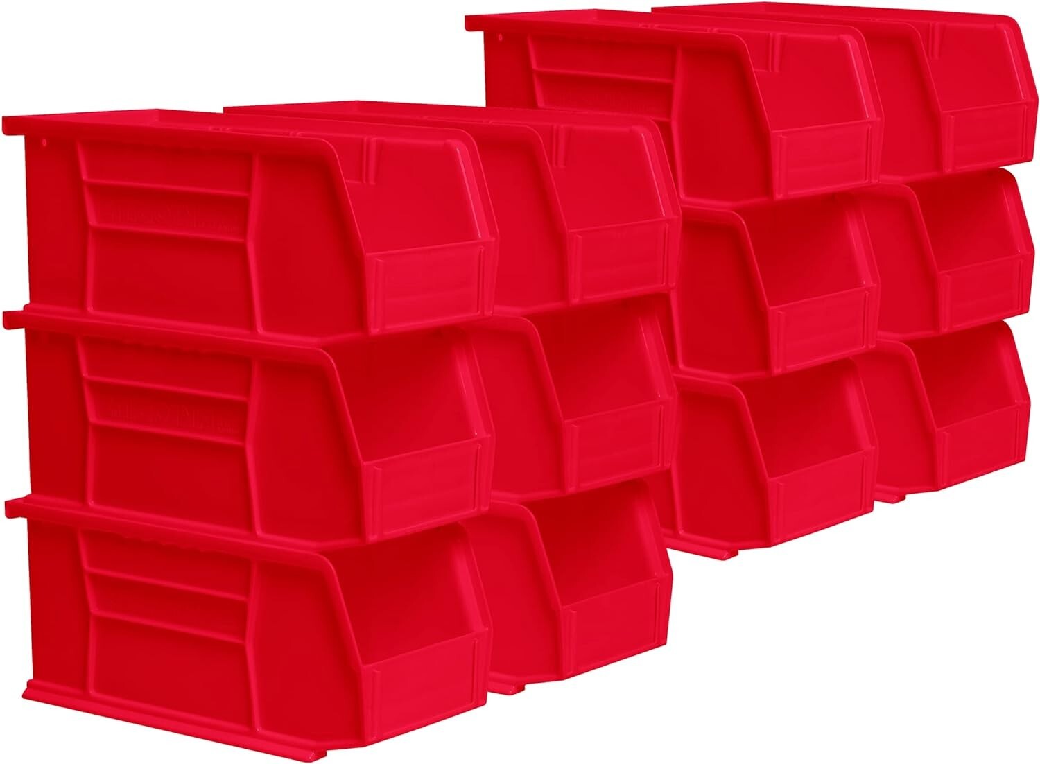 Stackable Storage Organizer Bin - 11-Inch x 5-Inch x 5-Inch - Red - 12-Pack