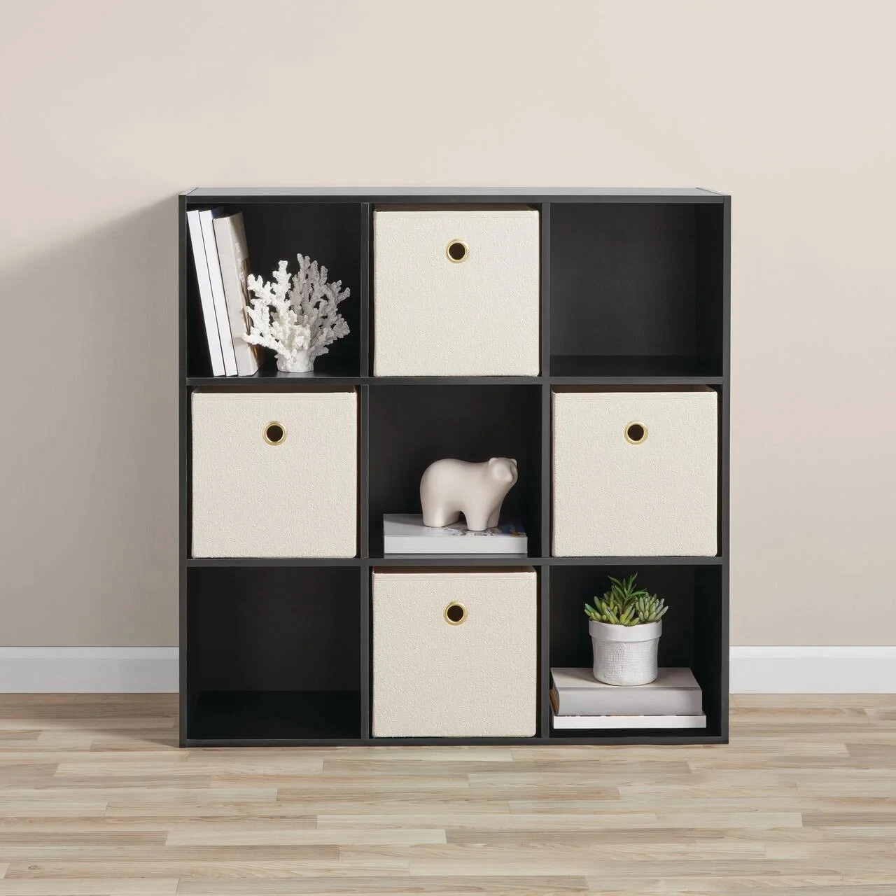 9-Cube Open Storage Organizer Shelves Bookcase, Easy Assembly, Black