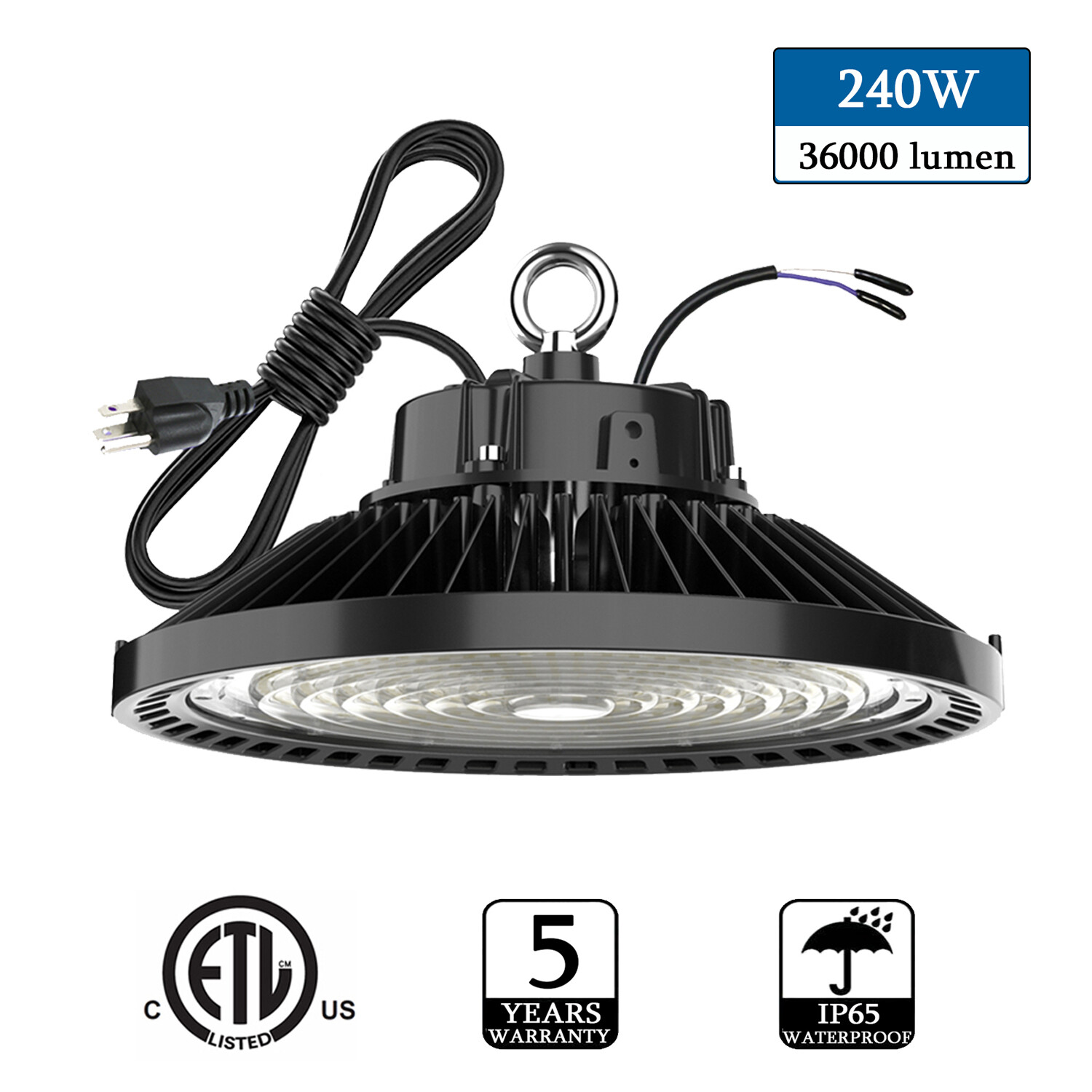 240W UFO Led High Bay Light 5000K Warehouse Factory Industrial Commercial Light