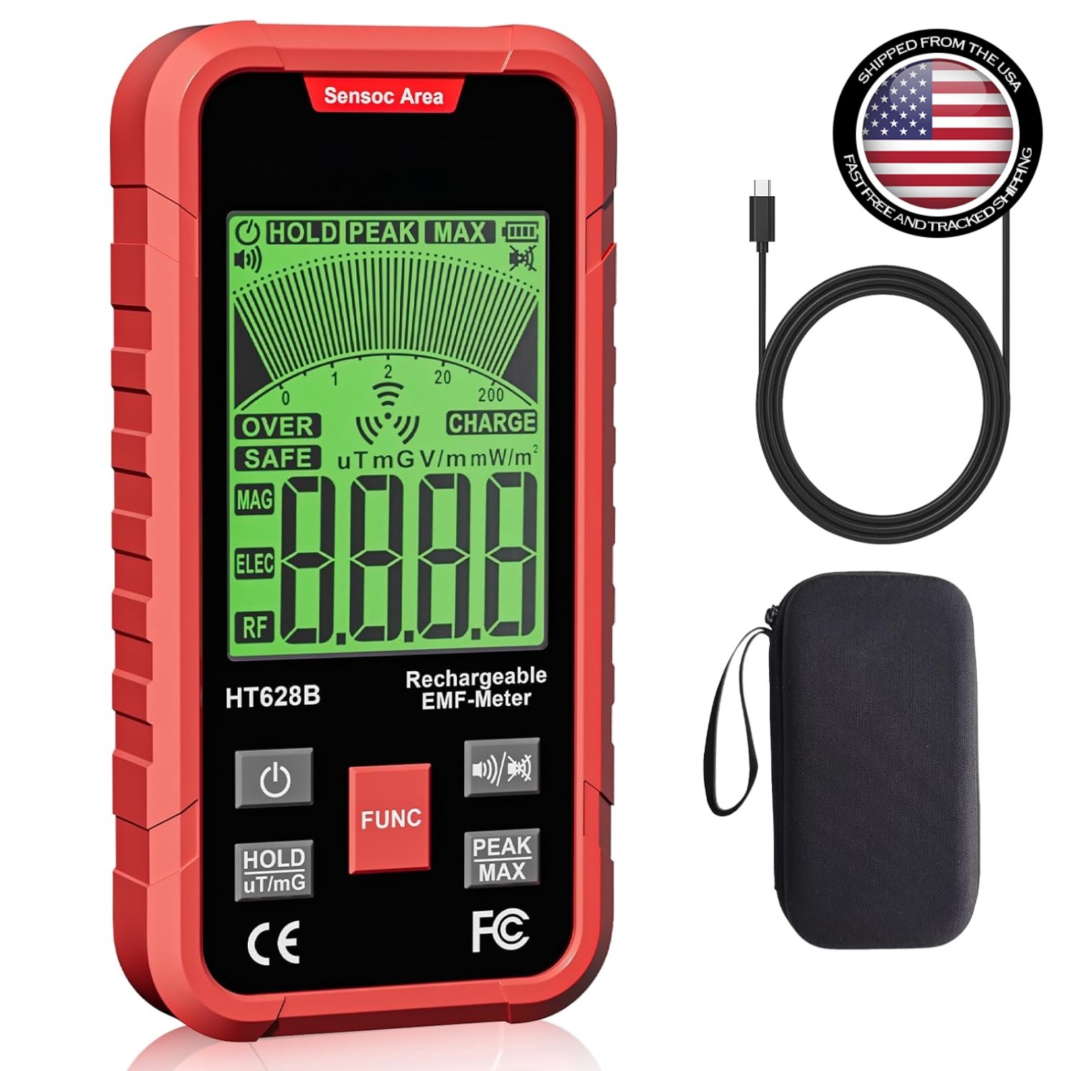 EMF Meter 3-in-1 RF Electric Magnetic Field Tester Portable Rechargeable Device