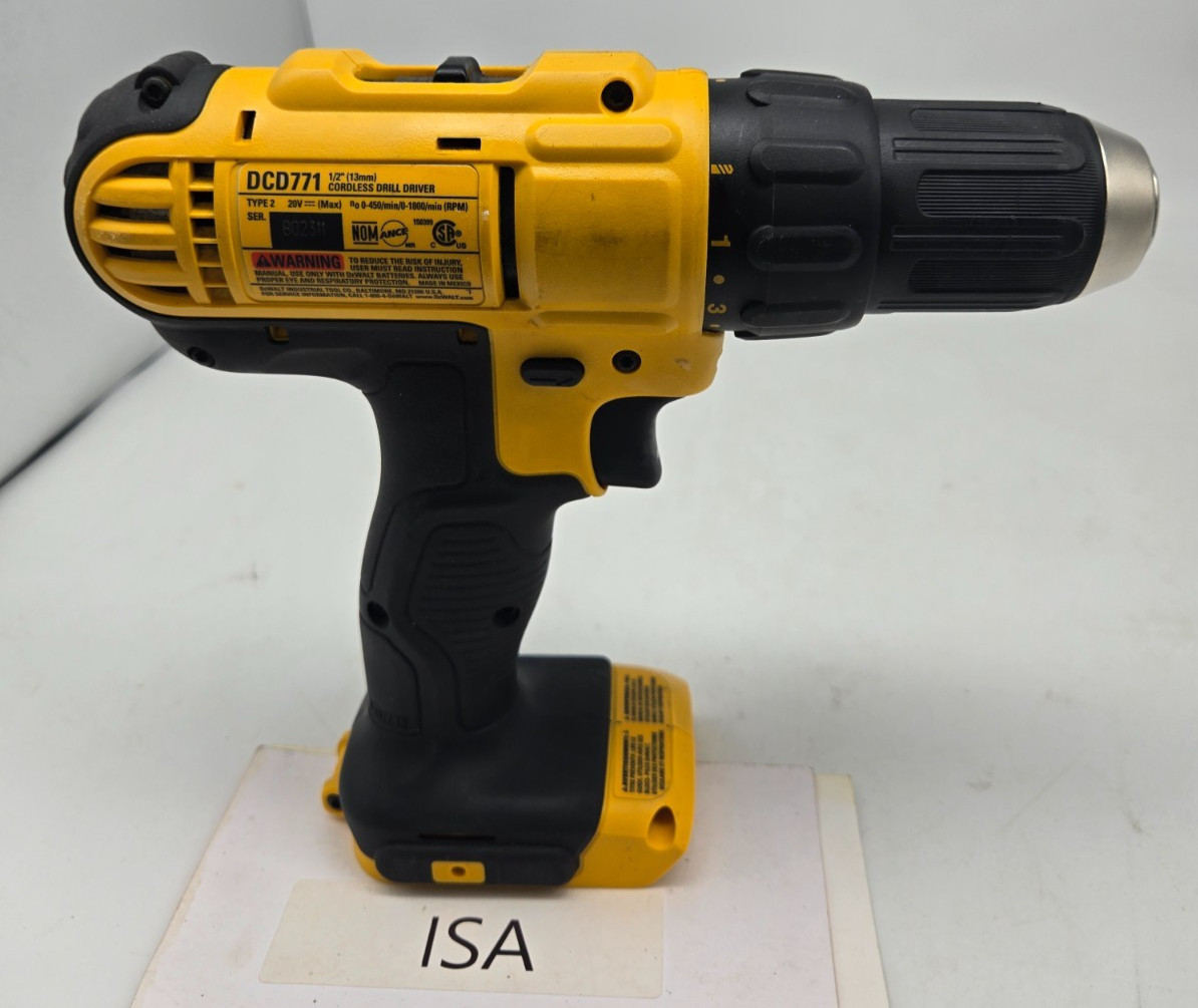 DEWALT DCD771 Cordless Lithium Ion Drill Driver 1/2" 20V Max Tool Only
