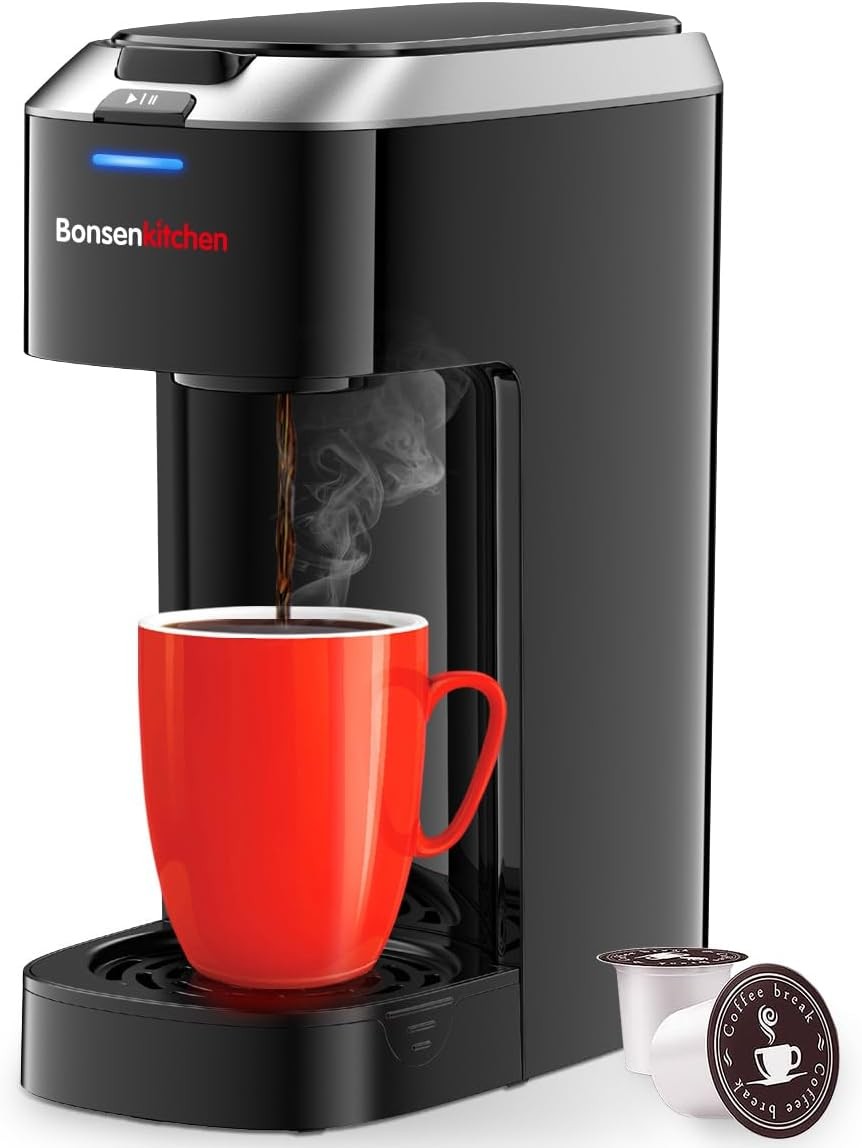 Bonsenkitchen Single Serve Coffee Maker K Cup Pod with 6-14oz Brew Size- 3 Min F
