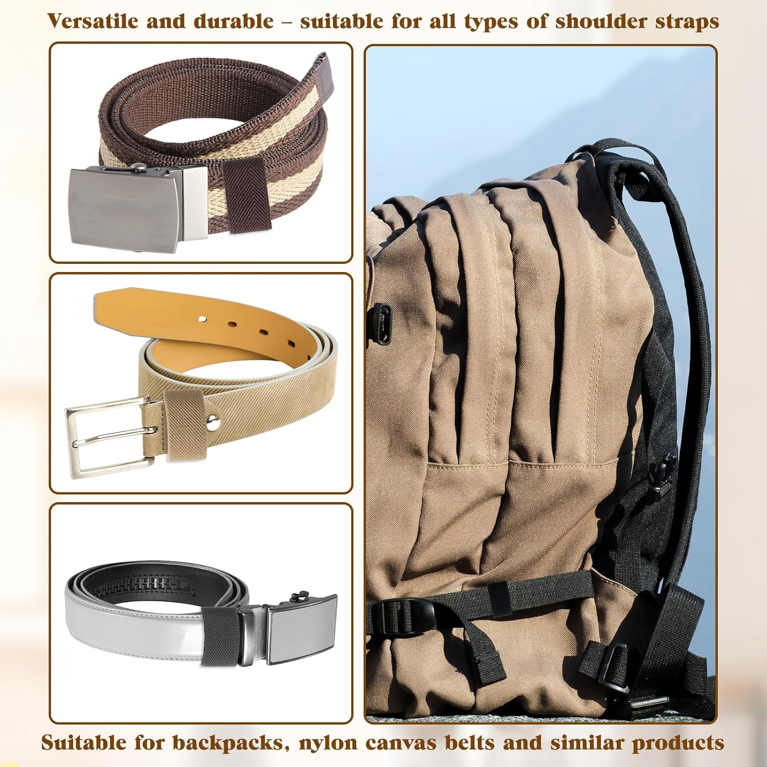 12 Pack Belt Retainer Loop Keepers Backpack Straps Holder Elastic Band Nylon Org