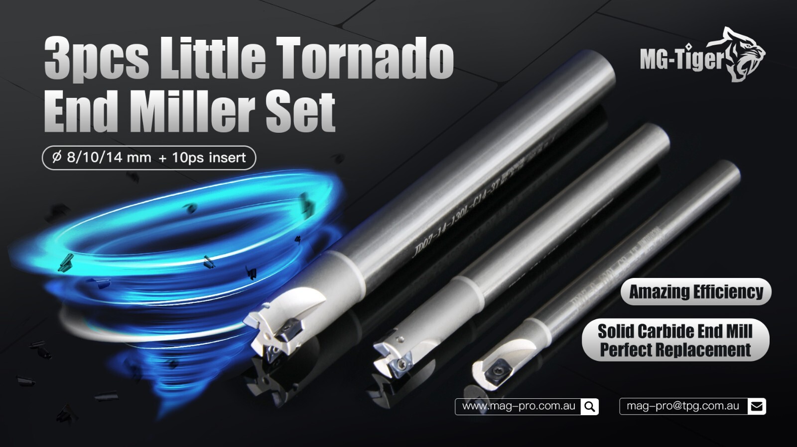 3pcs Milling Cutter Shank - Little Tornado End Miller Set