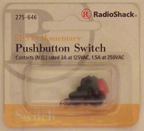 RadioShack 275-646 SPST Momentary Pushbutton Switch~ 3A at 125VAC/1.5A at 250VAC