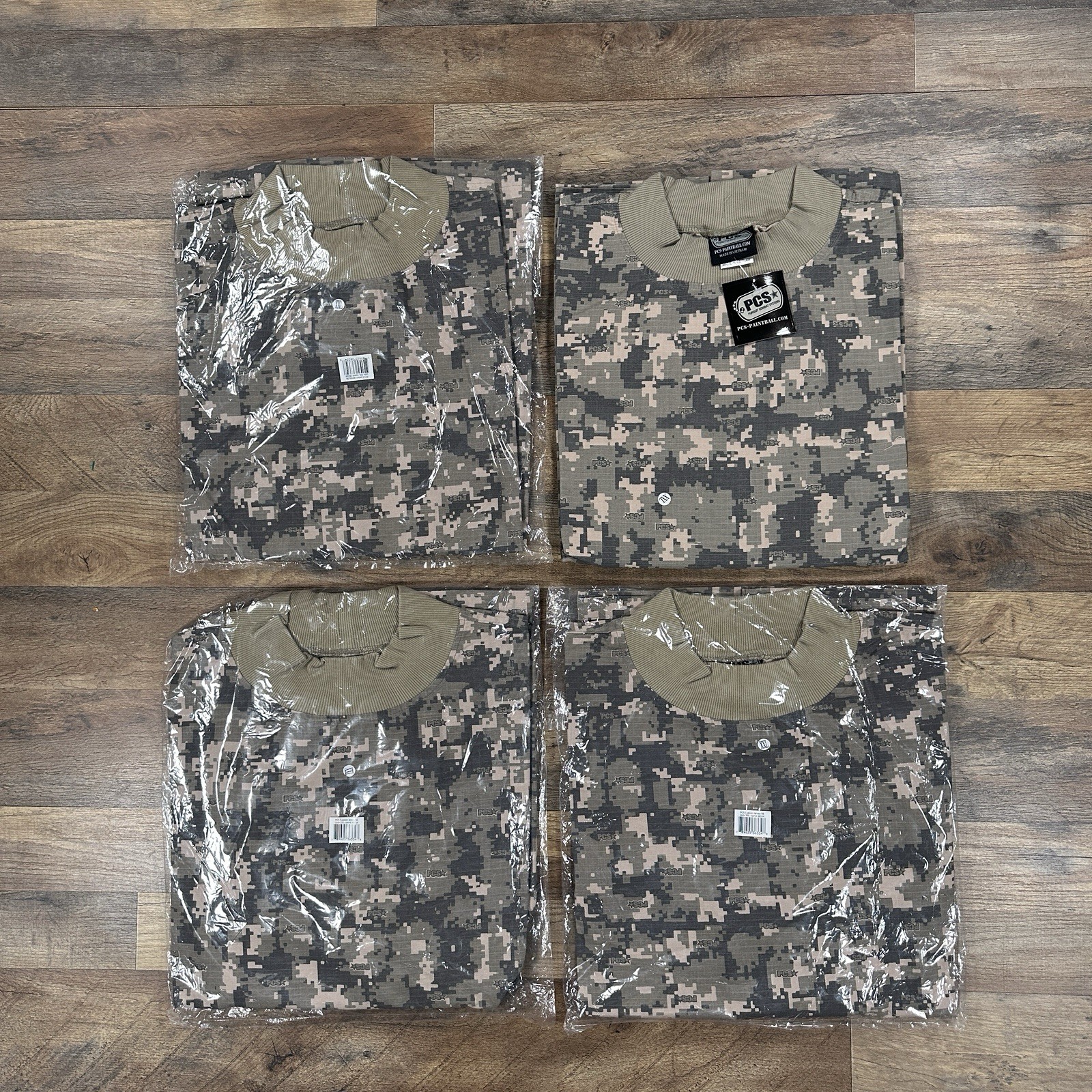PCS Paintball Shirt Mens 2XL Green Digital Camo Long Sleeve Jersey Lot Of 4
