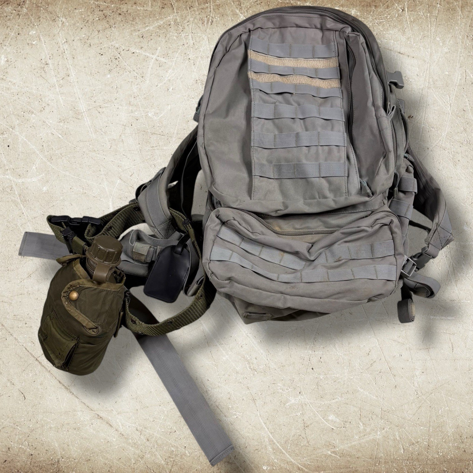 Vintage Military Tactical Utility Backpack With Waist Belt And Canteen Multipack