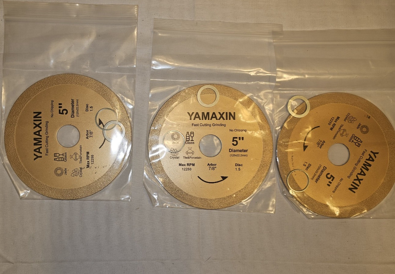 3pcs 5 inch Glass Cutting 1.5 Disc for Angle Grinder Arbor 7/8" MAX RPM 12250