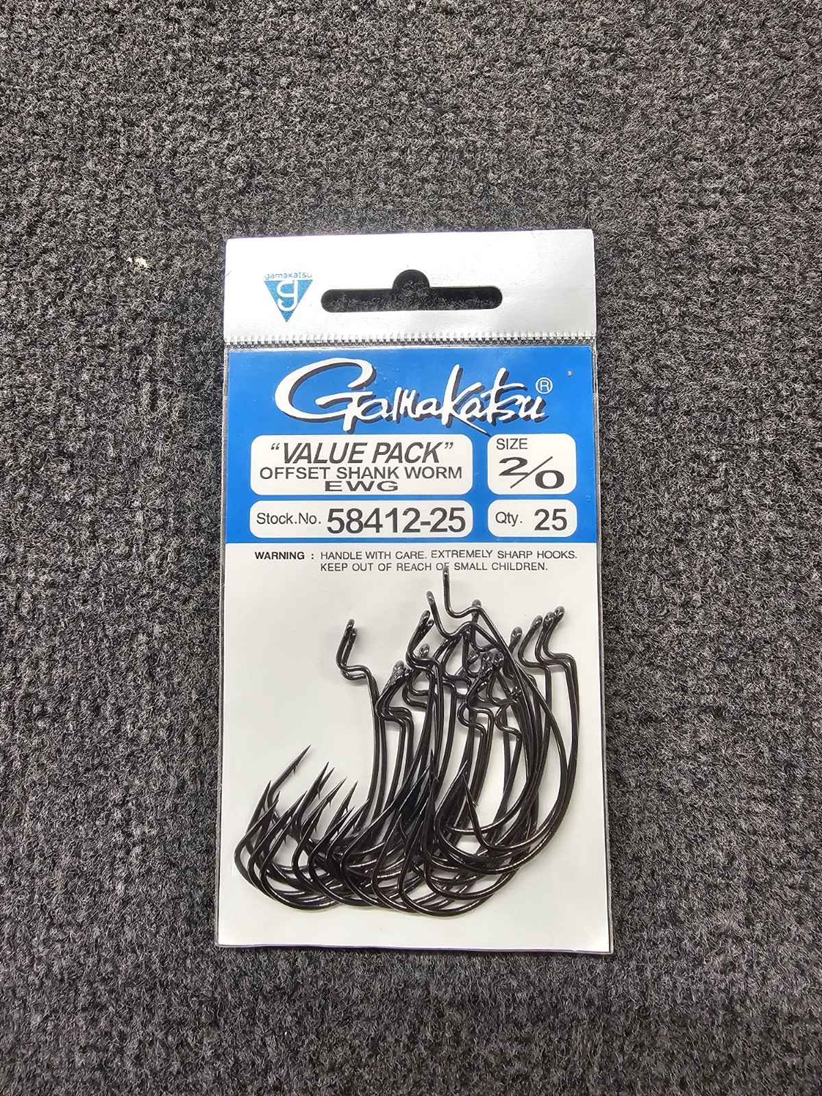 gamakatsu 2/0 offset ewg shank worm tube senko hook 25 pr value pack 58412-25