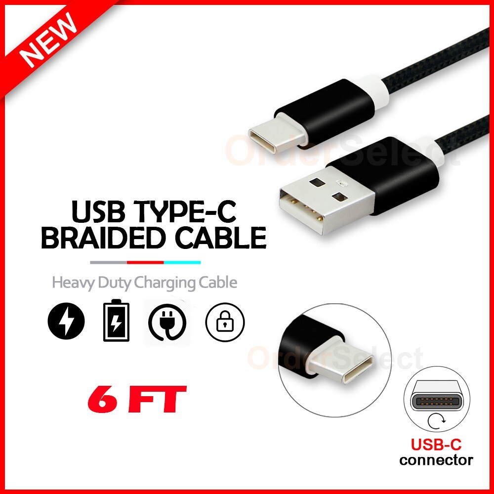 6FT USB Type-C Thick Charger Cable for Motorola Moto G Pure/Stylus/ Play / Power