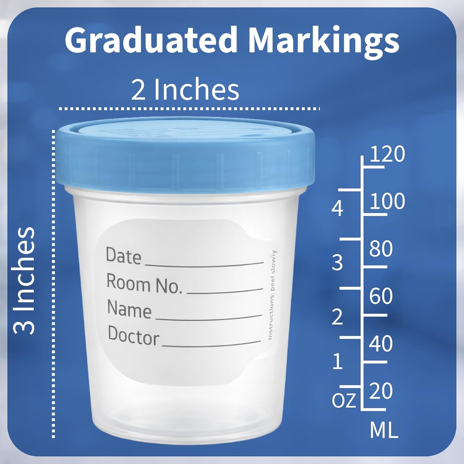 Sterile Specimen Cups 4 oz [3 Count] – Urine Collection Cups, Individually Bagge