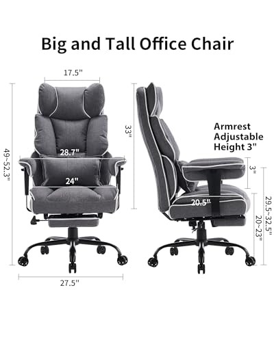 Efomao Fabric Office Chair, High Back Executive Chair with Foot - Scratch & Dent
