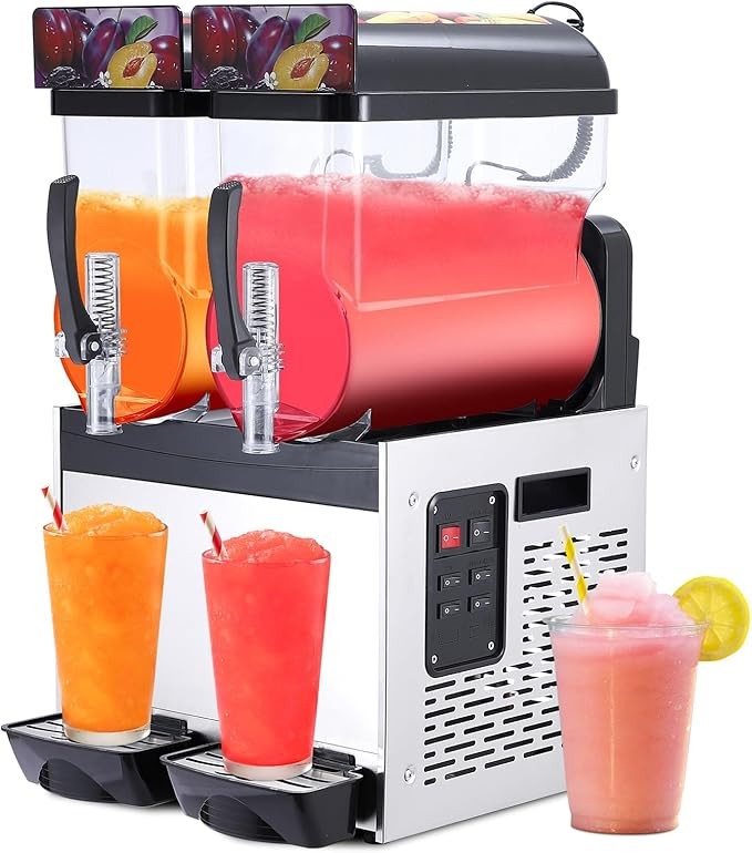 700W 8 Gal 15Lx2 Commercial Slushy Machine Tank Smoothie Cold Frozen Drink Maker