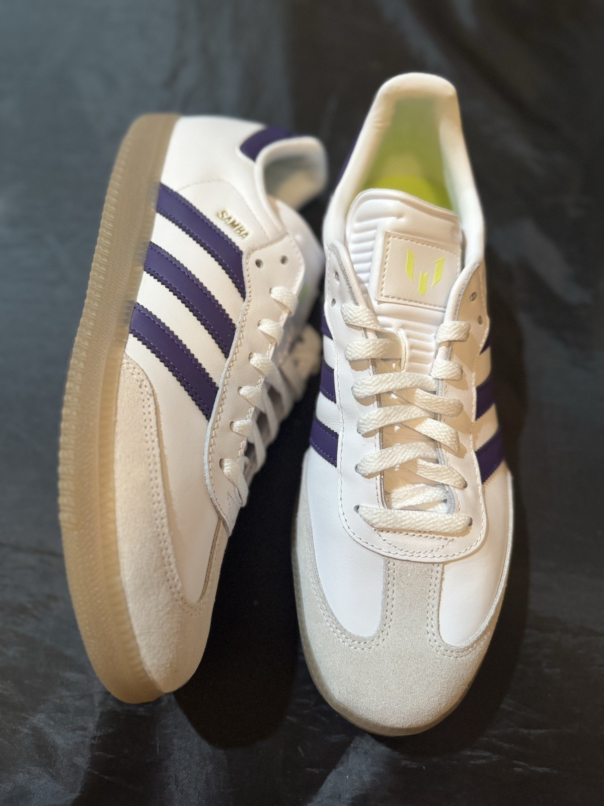 13 Mens adidas Samba Messi Indoor Soccer Shoes White Purple Gum IH8161 Brand New