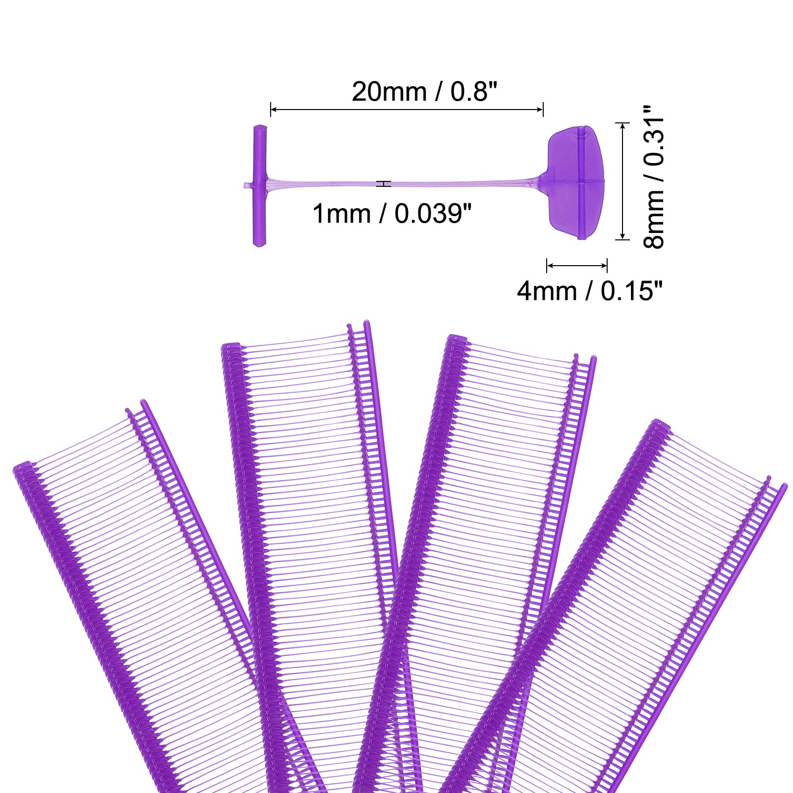 5000pcs 0.8" Micro Tagging Gun Fasteners, Tagging Barbs Attachment, Purple