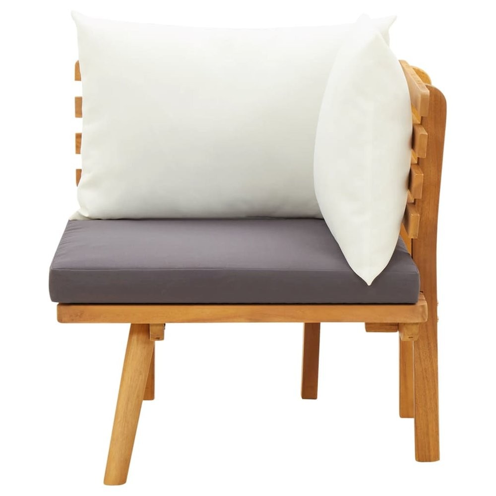 Garden Corner Sofa Natural, dark gray, white Solid acacia wood