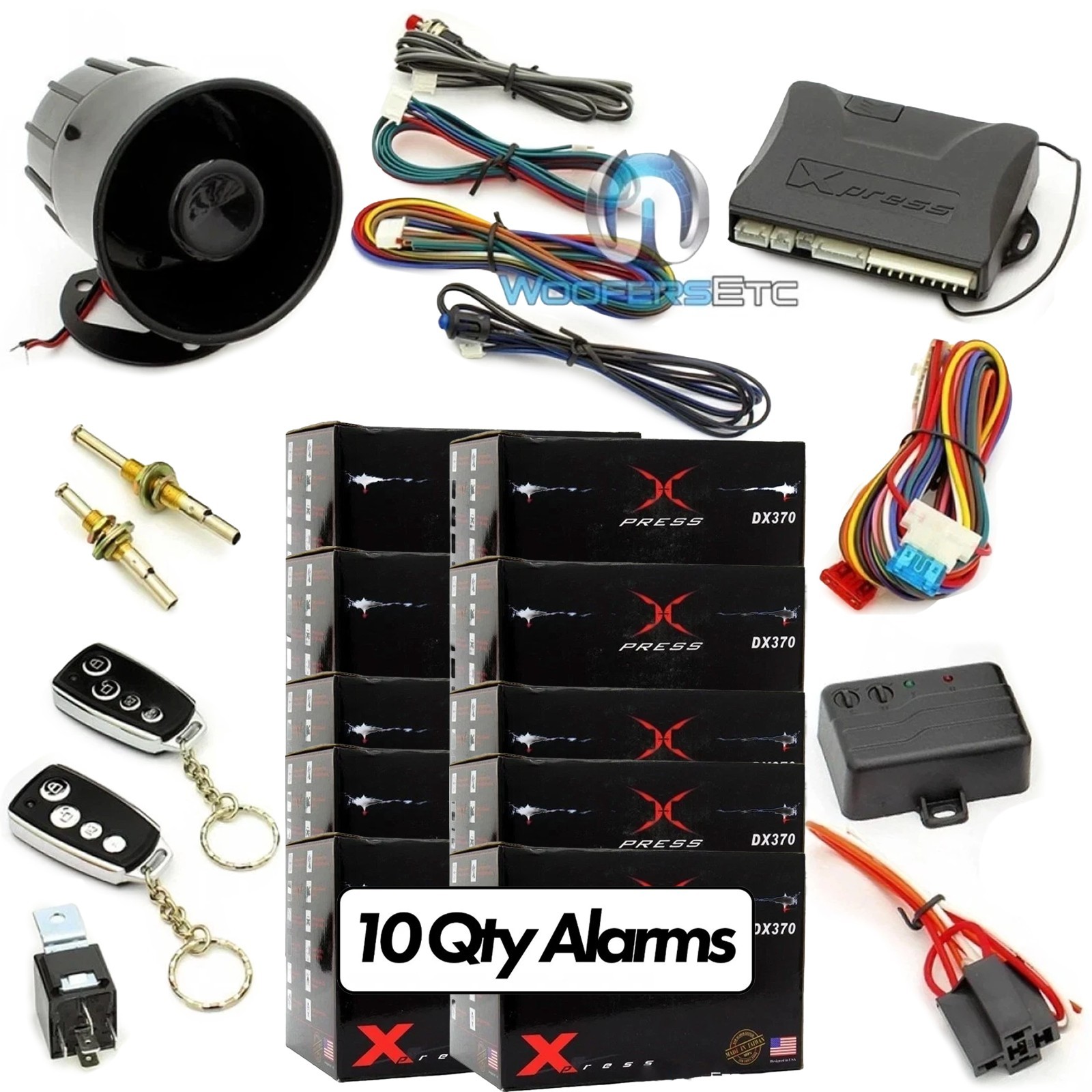 10 PCS XPRESS DX370 CAR ALARM KEYLESS SECURITY 2 REMOTES SHOCK SENSEOR SIREN NEW