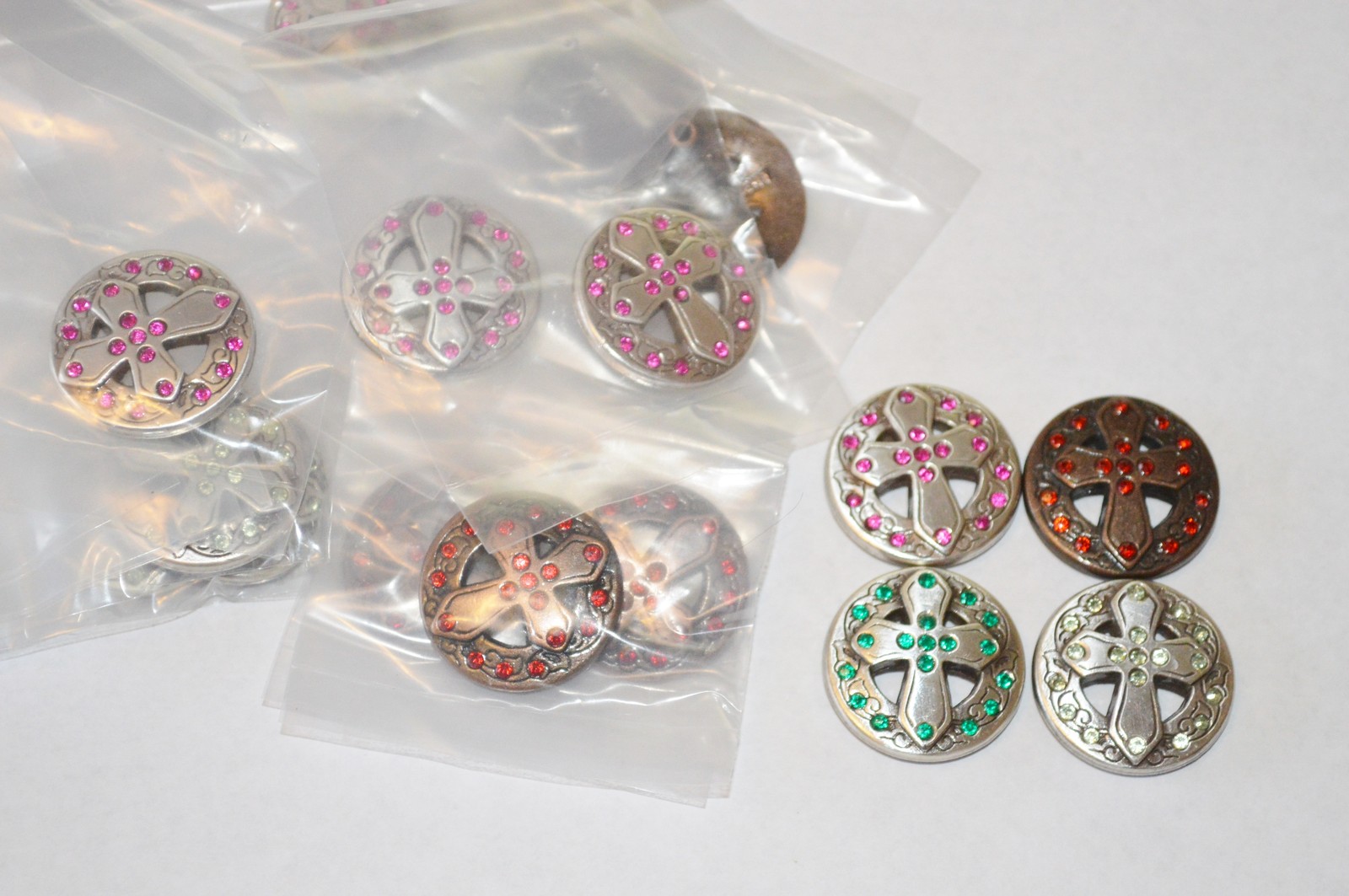 Wholesale Lot 48 Pieces Enmon Rhinestone Cross Concho Leather Silver Belt