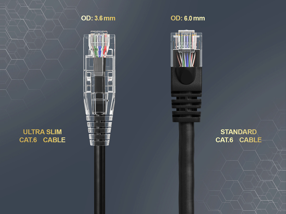 35ft Slim Cat6 28AWG UTP Ethernet Network Patch Cable Snagless, Black