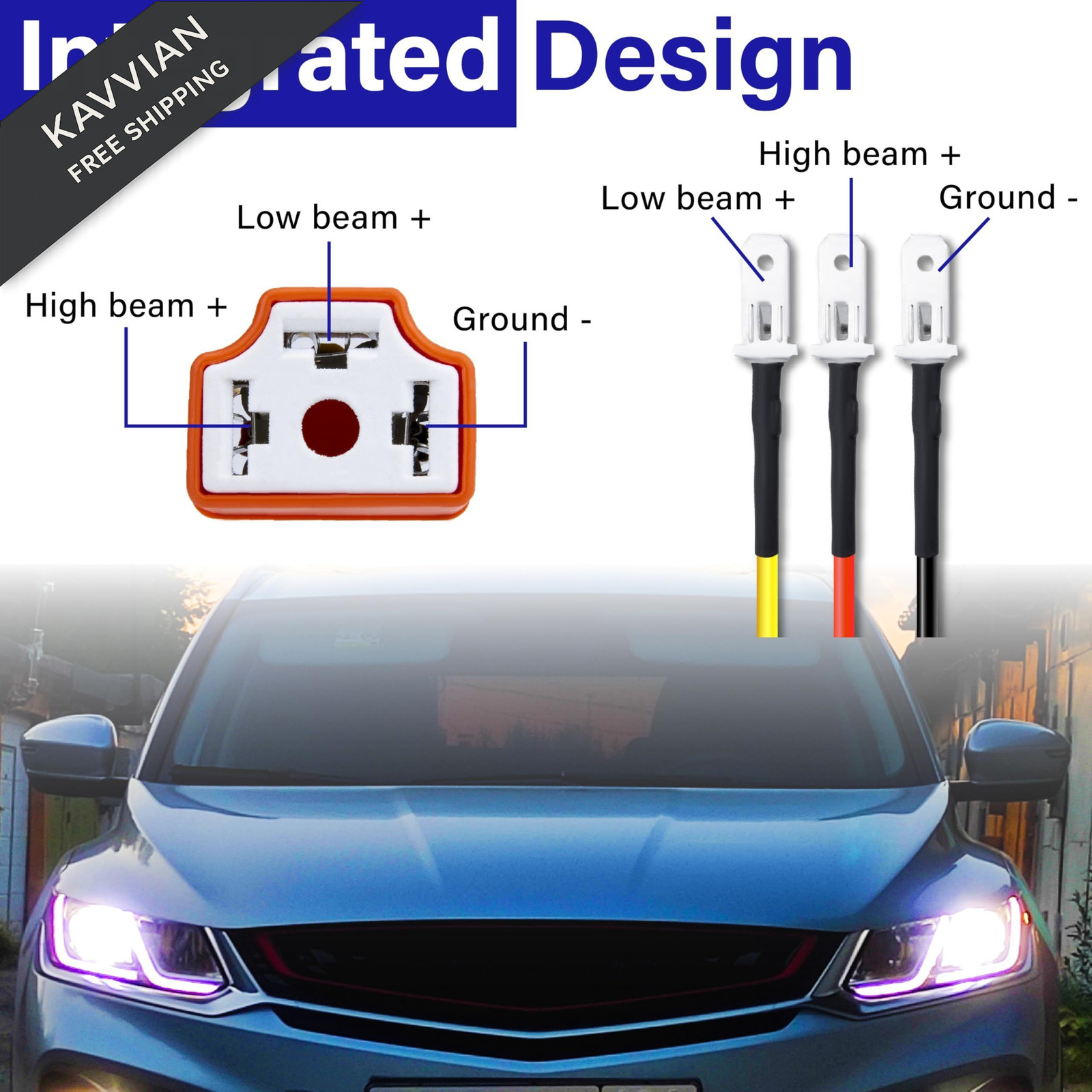 2 PCS H4 HB2 9003 Headlight Socket Wire Connector, 16AWG Ceramic Multicolored