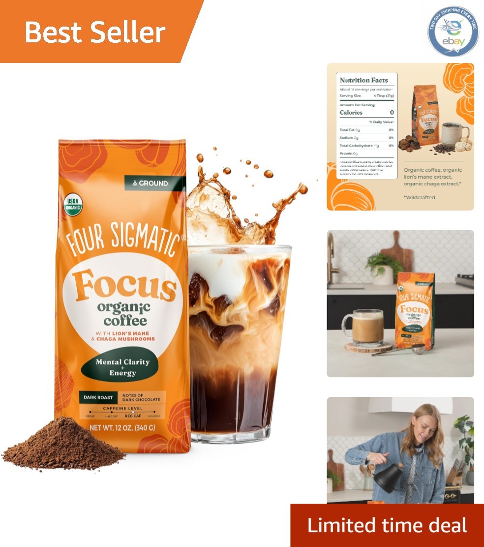 12oz FOUR SIGMATIC Mushroom Coffee with Lion's Mane & Chaga - Smooth & Focused
