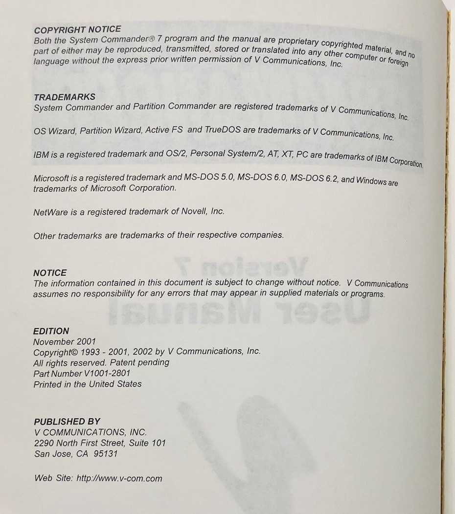 System Commander Version 7 User Manual VCOM Partitioning Guide Windows Linux PB