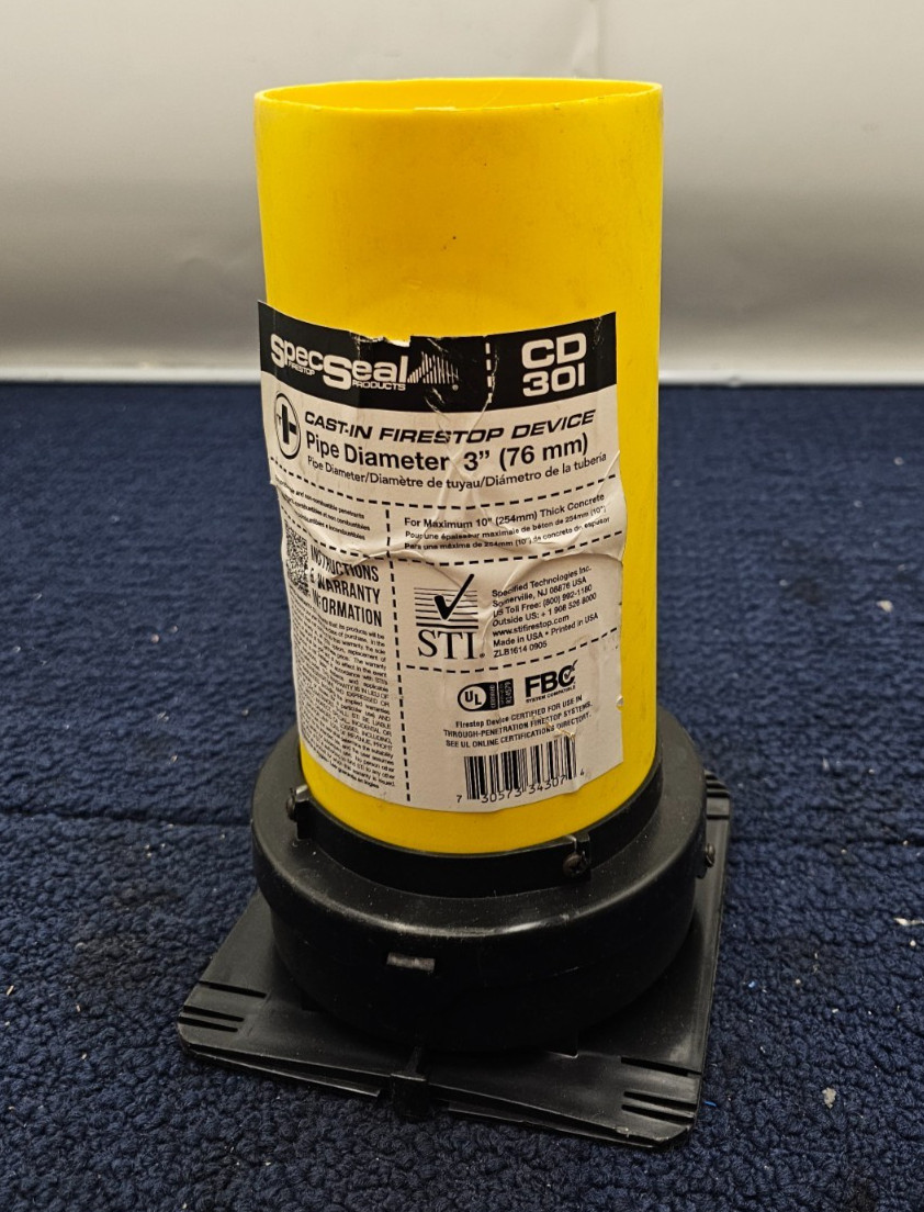 STI Spec Seal CD301 Cast-In Firestop Device 3" Pipe Dia Up to 10" Thick Concrete