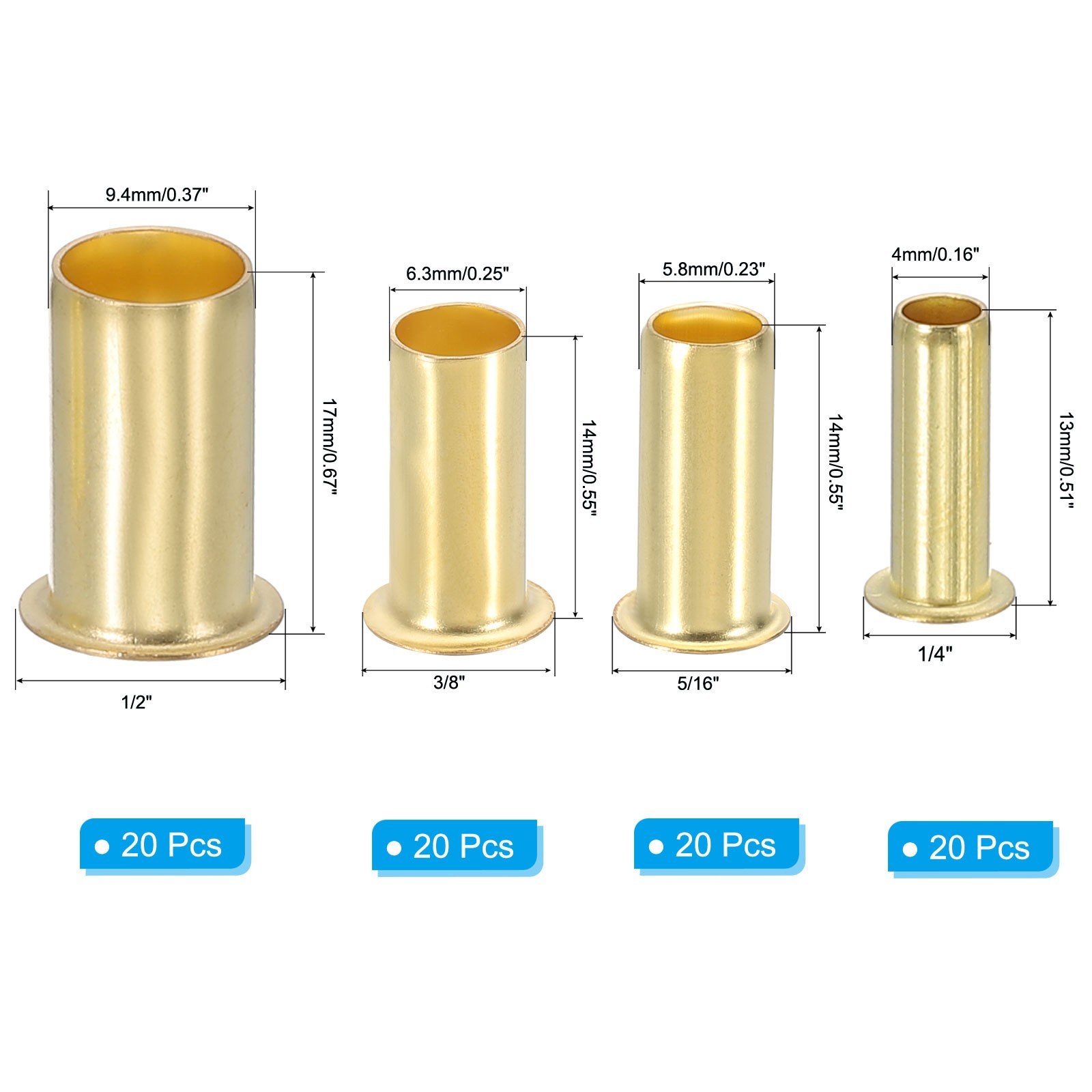 1/4" 5/16" 3/8" 1/2" 80Pcs Compression Insert Tube Fitting