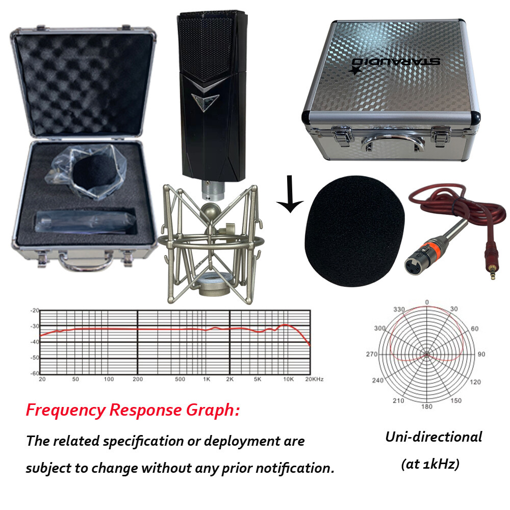 Cardioid Microphone Condenser Kit For Studio Live Recording Broadcast Chat Mic