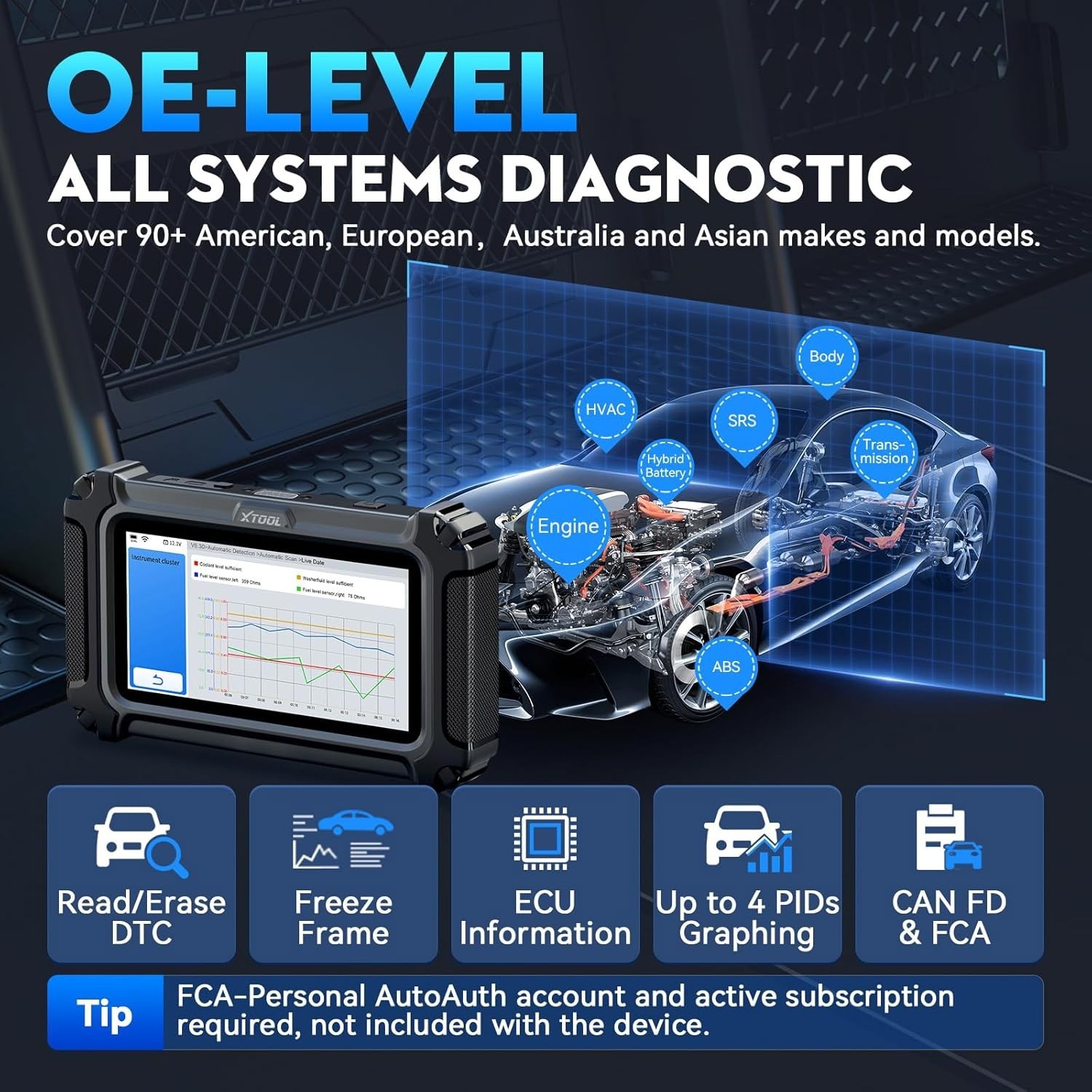 2026 XTOOL D6S OBD2 Scanner Full System Diagnostic Tool 30+ Resets Free Update