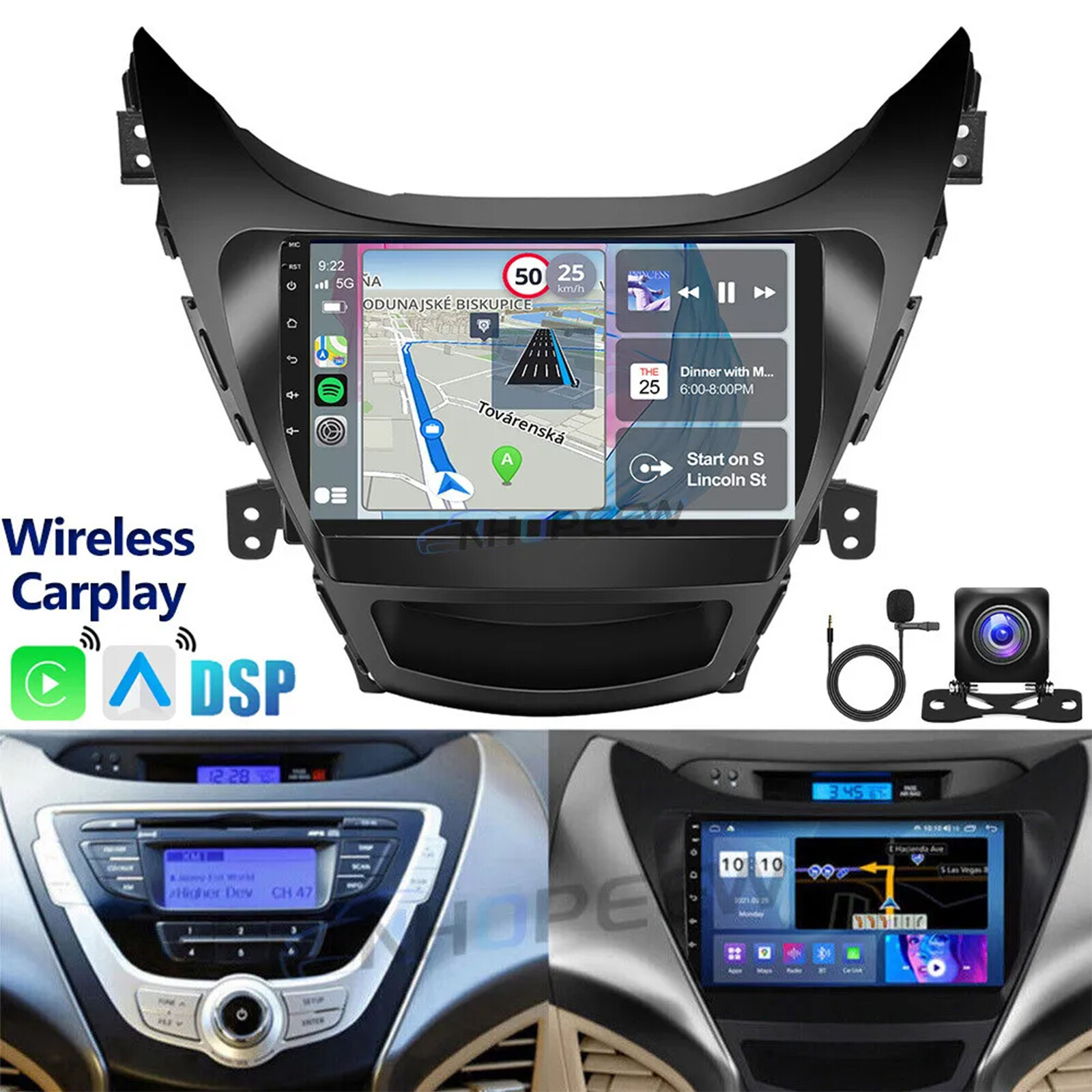 9.7" Android 15 Carplay Car Stereo Radio For Hyundai Elantra 2011-2013 GPS Navi
