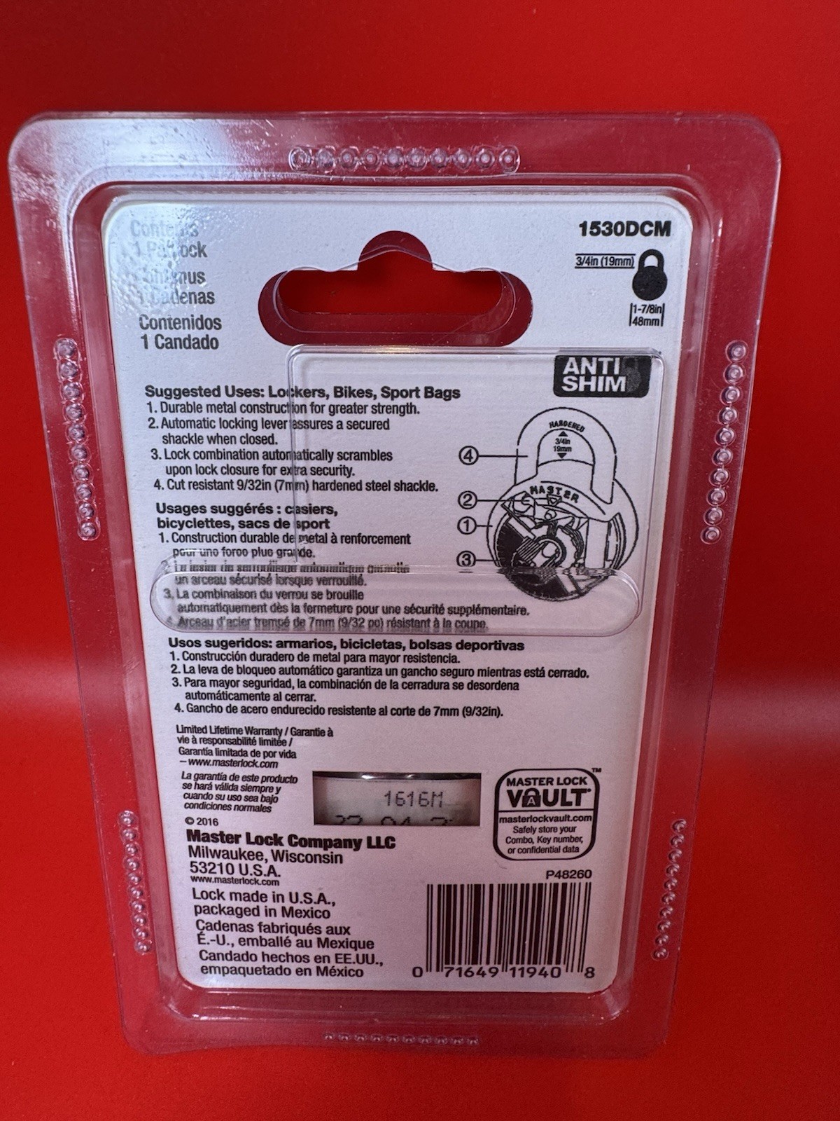 Master Lock Combination Padlock BLUE 1530DCM - NEW SEALED