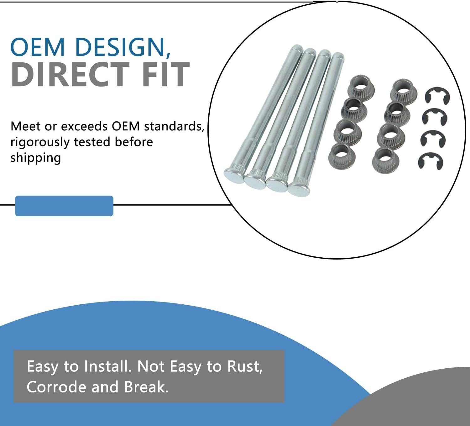 Door Hinge Pin and Bushing Kits Compatible with 1994-2004 94-04 Chevy S10 GMC