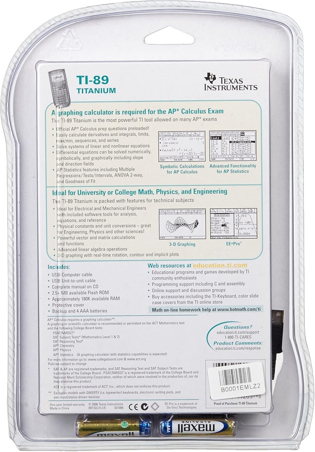 TI-89 Graphing Calculator with Flash Technology