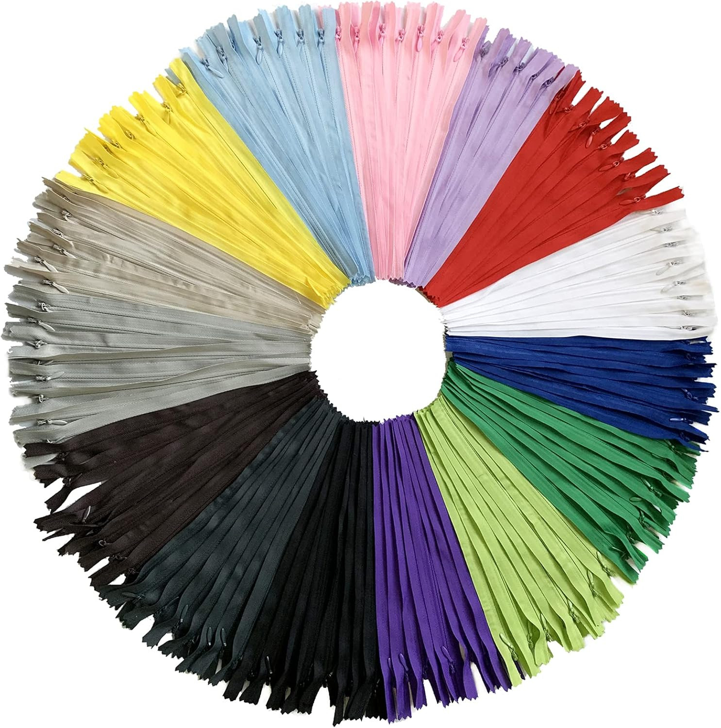 Invisible Zippers,  30Pcs 14 Inch Invisible Multicolor Nylon Coil Zippers for Se